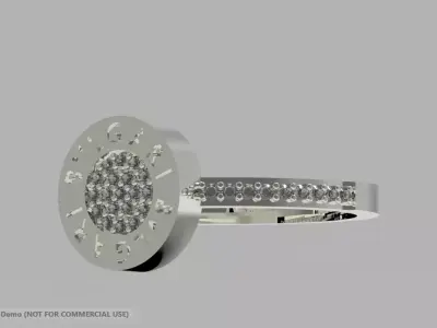 Bvlgari-Inspired Diamond Disc Ring Luxury 3DM Model 3D model