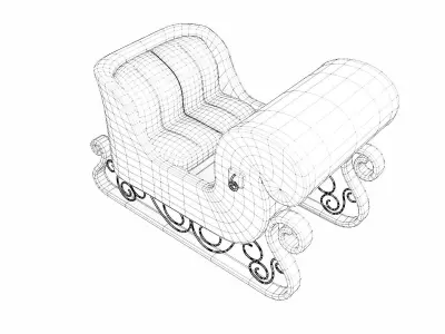 Santa reindeer Sleigh 3d model  3D model