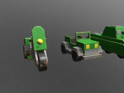 Wooden Toys Vehicle Pack Low-poly 3D model