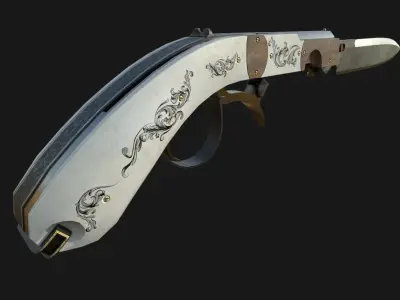 Pistol Gun Knife Low-poly 3D model