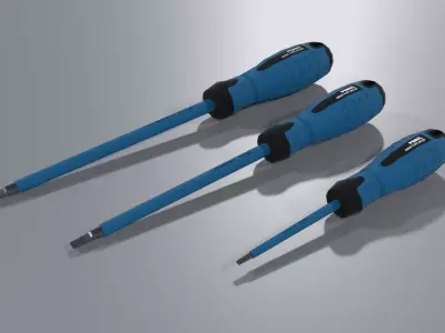 Flathead screwdriver set PBR Low-poly 3D model