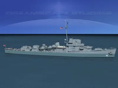 Evarts Class Escort DE46 USS Drury 3D model