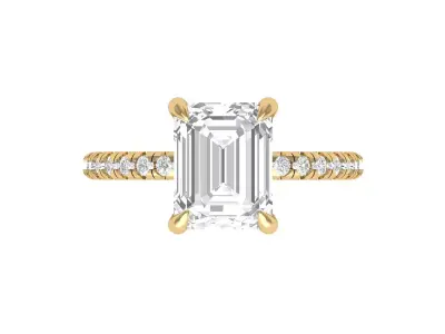  Emerald Solitaire Ring With Hidden Halo 3D print model buy