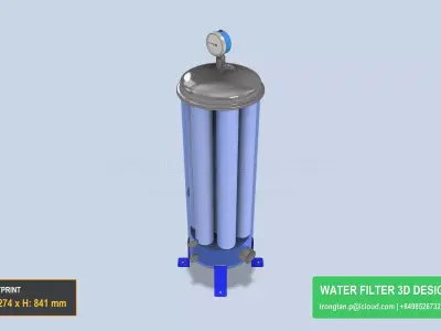 304 Stainless Steel 7 Cartridge Filter Housing 20 Inch 3D model