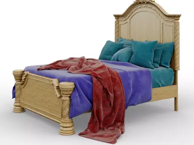 Magnolia Manor Antique White Queen Upholstered Panel Bed 3D model purchase