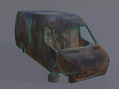Van Burnt Free low-poly 3D model