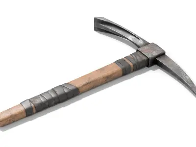 Pickax mining hammer Low-poly 3D model