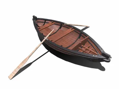 Old Wooden Rowing Boat Low-poly PBR Low-poly 3D model