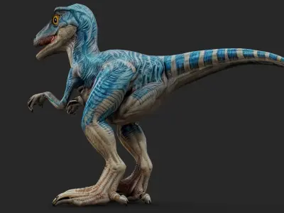 Velociraptor cartoon Low-poly 3D model