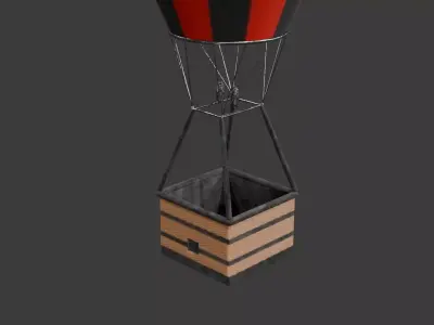 Red black hot air ballon Low-poly 3D model