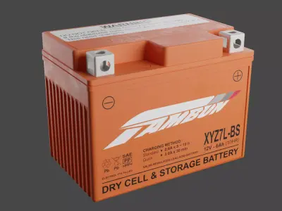Motorcycle Battery Low-poly 3D model get