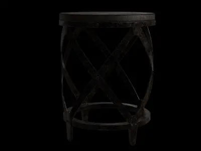 Rustic Industrial Crafted Wood And Metal End Table Low-poly 3D model