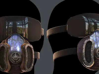 Gas mask helmet 3d model scifi Low-poly  Low-poly 3D model 21