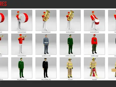 Low Poly People in Uniform Low-poly 3D model