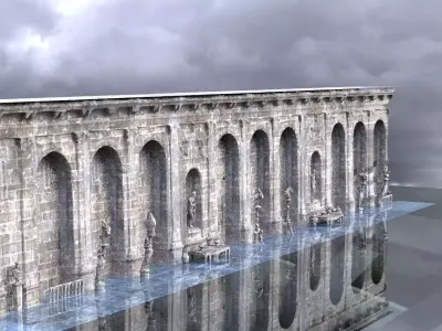 Mansion house Horror Hallway wall 3D model