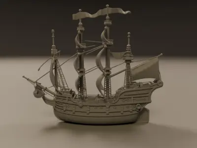wooden ship 3D print model 3D Print Ready