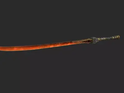 Science fiction style fire element long knife 3D model