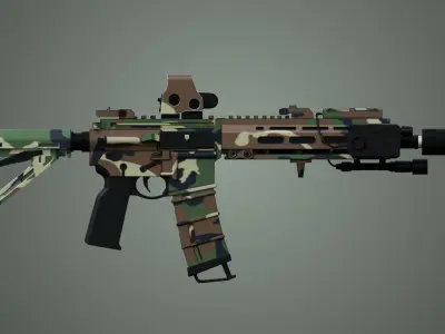 Assault Rifle HK416 A5 Low-poly 3D model