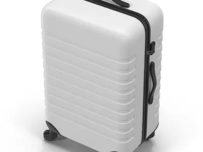 Plastic Trolley Luggage Bag White 3D model