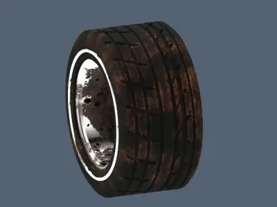 Used and dirty sports wheels Low-poly 3D model