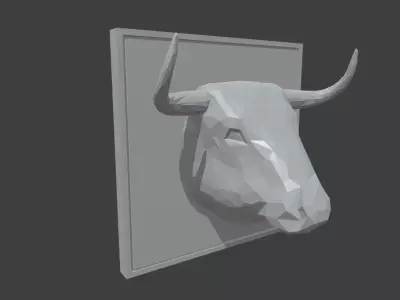 Low Poly Bull Head Low-poly 3D model