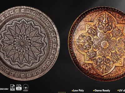 Arabic and Persian Tray Vol1 Low-poly 3D model