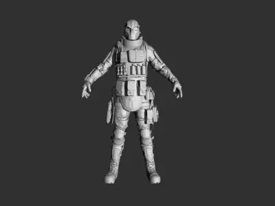 Military Tactical Soldier High-Poly Sculpt ZBrush Game Asset WIP 3D model
