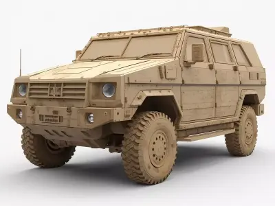 Realistic Sci-Fi Armored Expedition SUV Low-poly 3D model