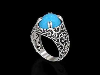 Antique Oval Filigree Ring 3D print model