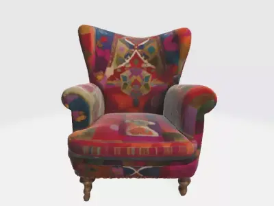 Vibrant Kilim Throne 3D model