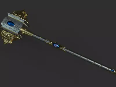 Fantasy Lion Hammer  Low-poly 3D model