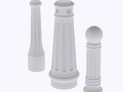 Set of 3 urban bollard 1 train model  3D print model