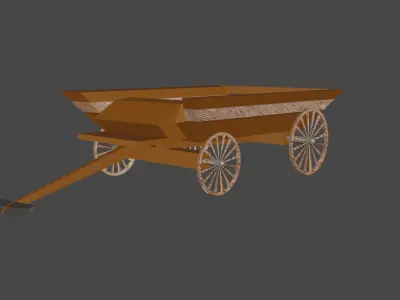 Vintage wooden waggon 3D model