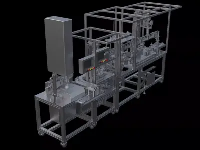 Ultrasonic welding leak detection automated cup production line 3D model