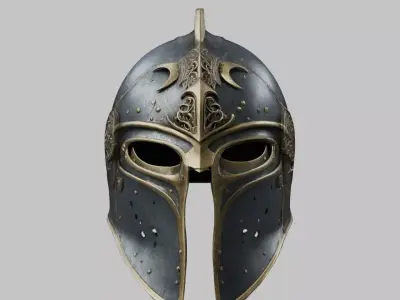 Fantasy Gothic Medieval Helm Armor Low-poly 3D model