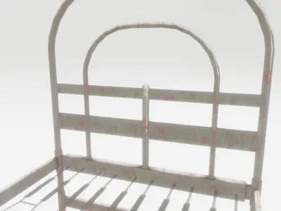 Metal Frame Bed Low-poly 3D model