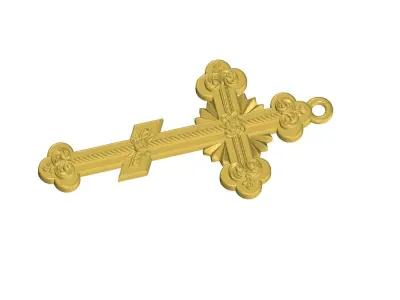 Beautiful Cross Floral Antique Pendant for Silver Casting 3D print model