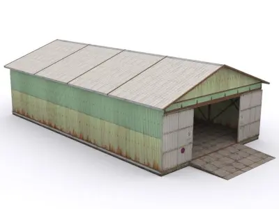 Hangar-1 shed Low-poly 3D model