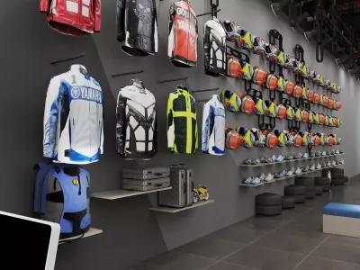 Motorcycle Showroom Display Platform Scene Low-poly 3D model