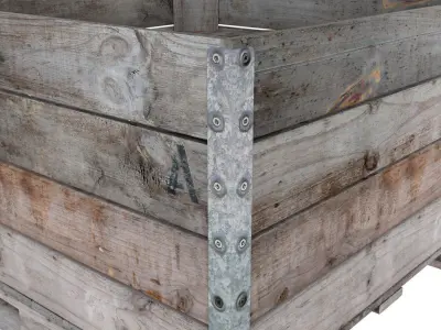 Wooden fruit crate 3D model
