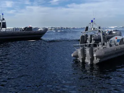 Police Zodiac Boat Low-poly 3D model
