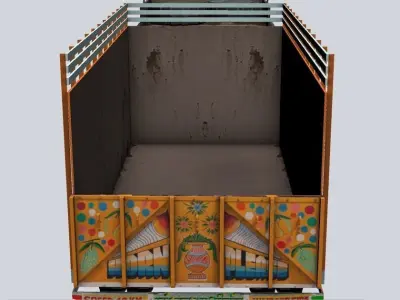 Indian truck with interior Low-poly 3D model