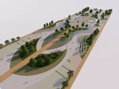 public park-Private Park Landscape 3D model 22