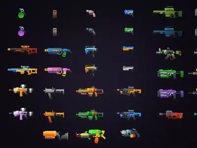 Low Poly Weapons Pack - 3D Game Kit Low-poly 3D model