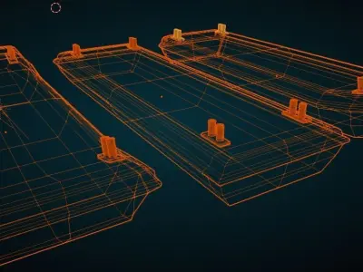 Barges Set three rusty containers Low-poly 3D model