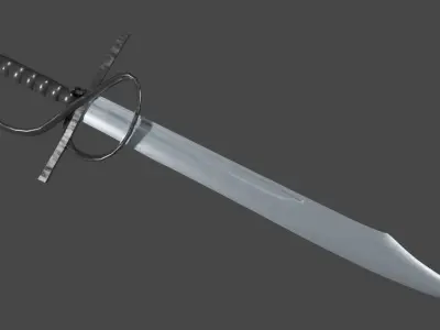 Falchion sword with Flamberge handle Low-poly 3D model