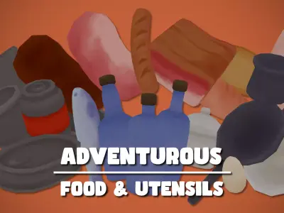 Adventurous - Food and Utensils Low-poly 3D model