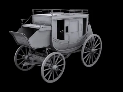 Abbott Downing Stage Coach Horse Carriage 3D model