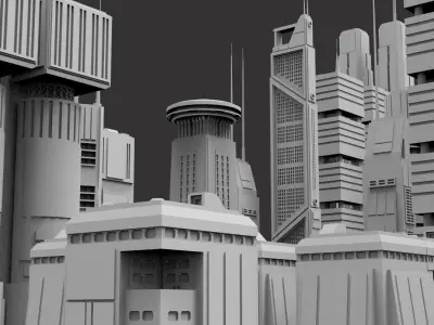 Sci-Fi building dressing kitbash PACK - 2 Low-poly 3D model