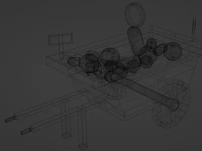 Watermelon Wooden Cart Low-poly 3D model